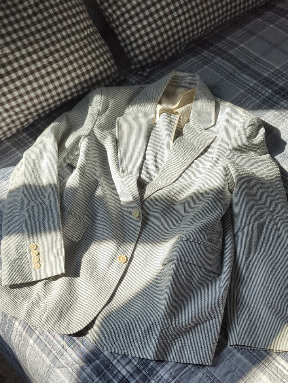 Alex Mill Blue/Ivory Seersucker Blazer